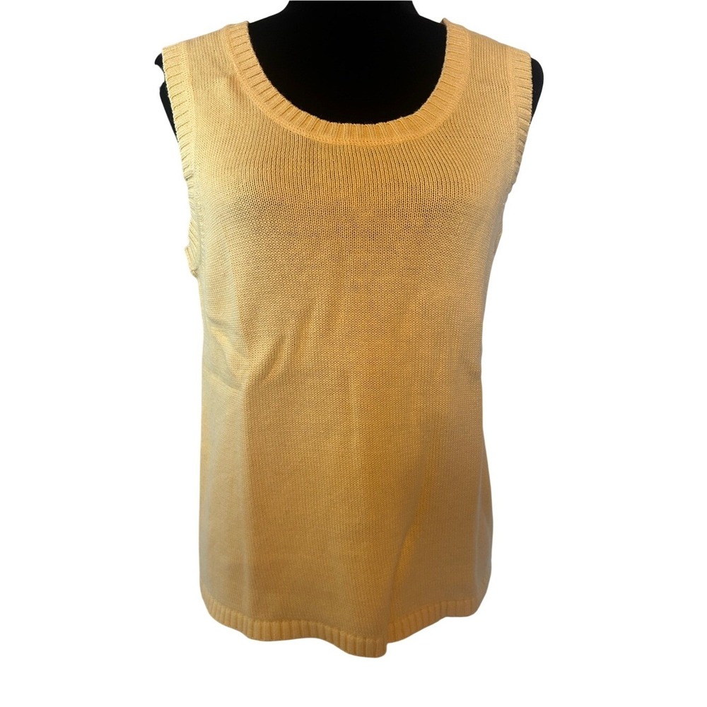 NWT Vintage Coldwater Creek Yellow Sleeveless Shell Sweater Blouse Size M